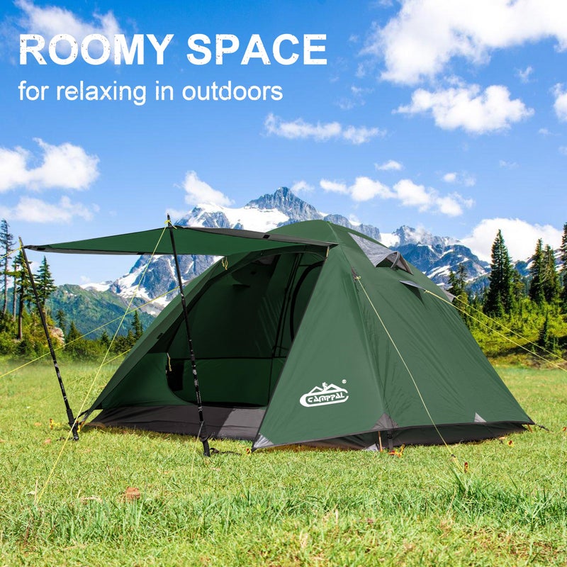 camppal 2-3 Person Backpacking Tent with Double Door 2 Vestibule, Waterproof Windproof Lightweight Easy Set Up 3 Season 2 Man Two Person Tent for Camping, Hiking, Motorcycle, Mountaineering with UPF 50+ - Image 2